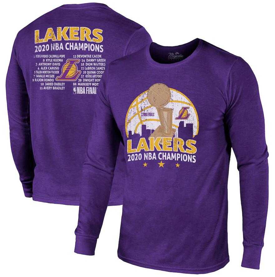 Men's Los Angeles Lakers Purple 2020 NBA Finals Champions Tri Blend Long Sleeve T-Shirt,We sell and wholesale Men's Los Angeles Lakers Purple 2020 NBA Finals Champions Tri Blend Long Sleeve T-Shirt on line form chian!